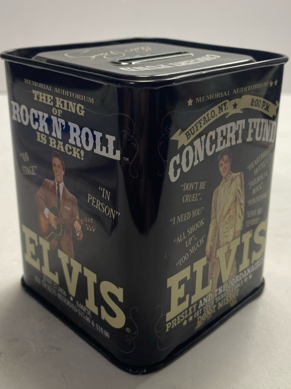 Elvis Presley tin coin bank / piggie bank